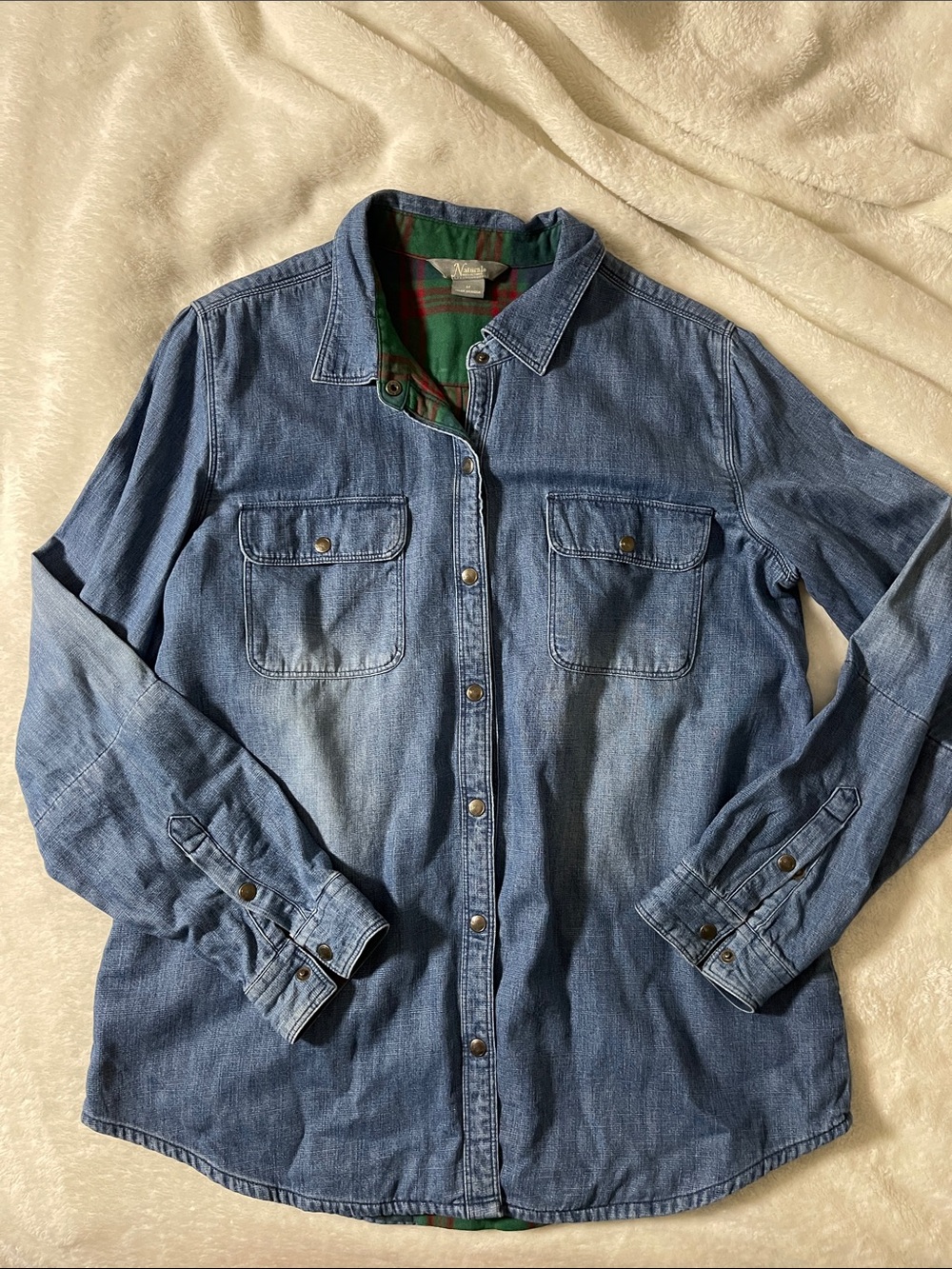 Natural Reflections Lined Blue Denim Button-Down Shirt